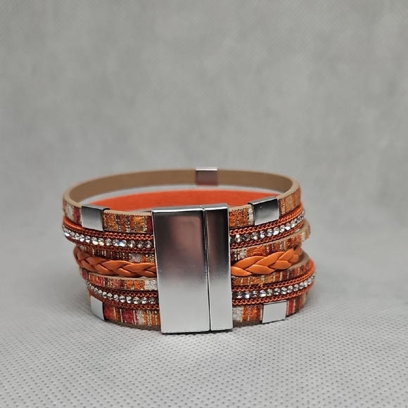 Elegant Orange Multi-Layer Bracelet - Picture 2 of 2
